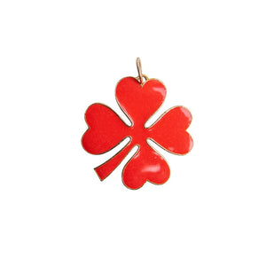 Coral Enamel Clover Pendant